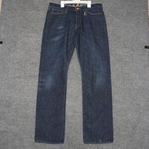 Earnest Sewn Patriot Fulton No 53 Mens 34 Blue Straight Leg Selvedge Jeans USA